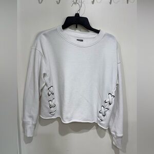 Aerie White Lace-Up Sweatshirt